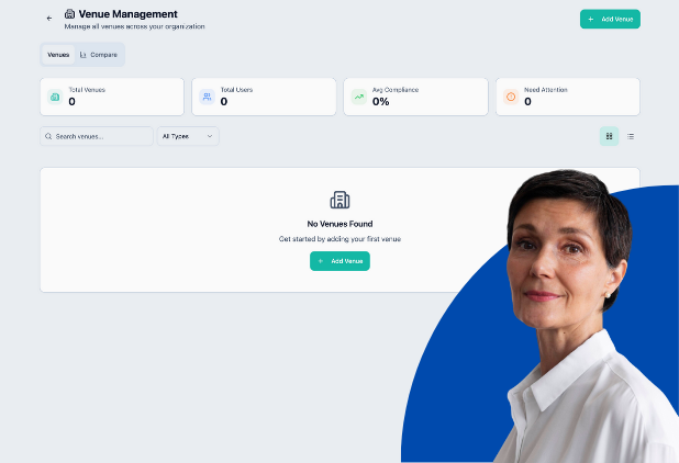 Origin LMS Manager Panel dashboard with Team Readiness, Quick Setup, and staff overview